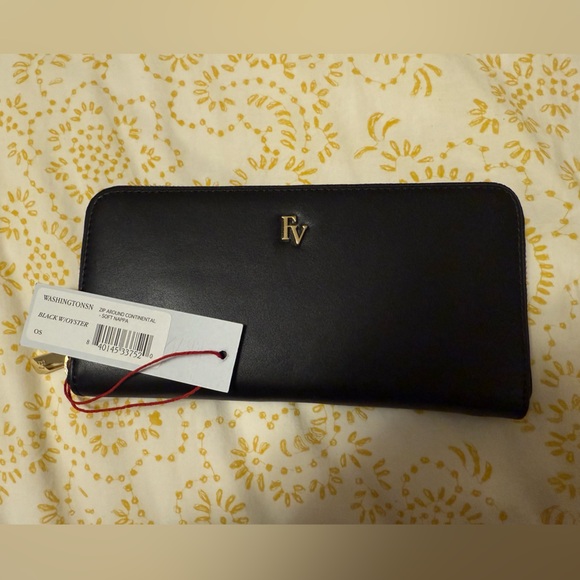 Frances Valentine Zip Around Continental Wallet Black NWT - Picture 2 of 3